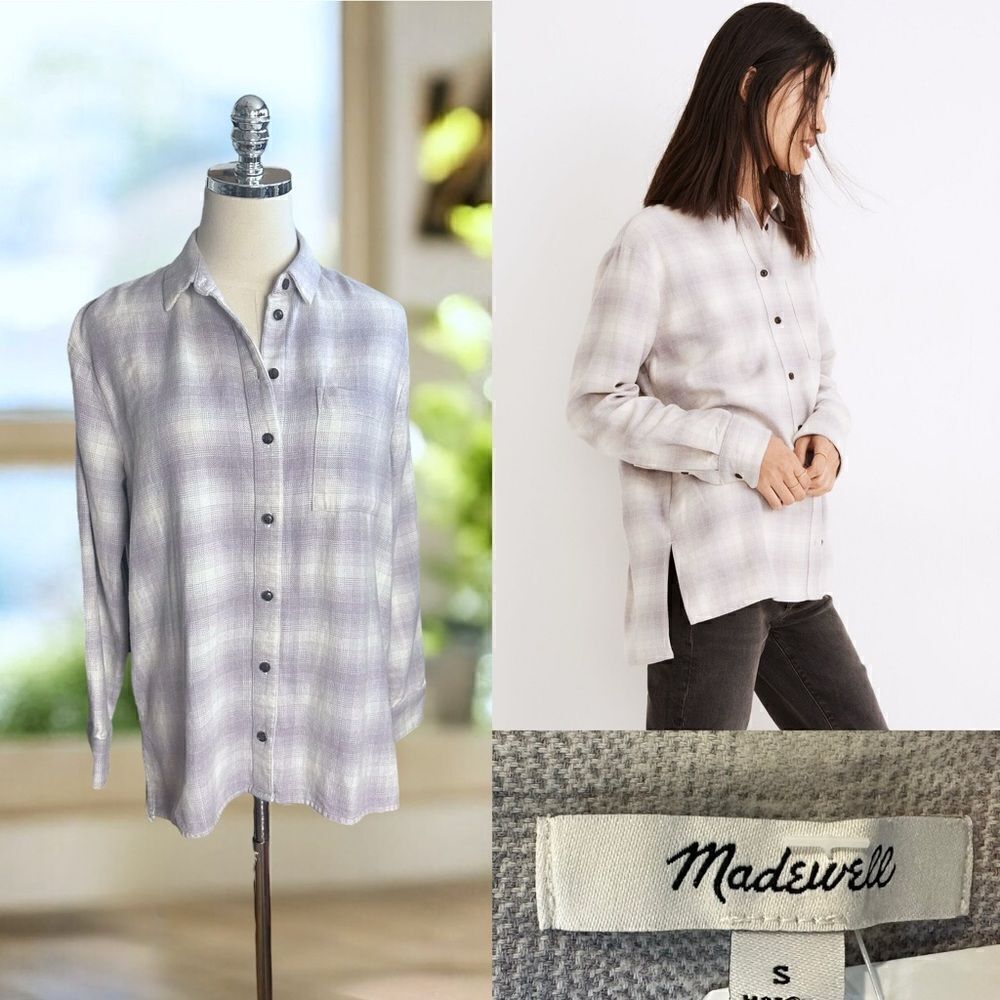 Madewell Flannel Oversized Ex-Boyfriend Shirt in Natural Dye Plaid Size S